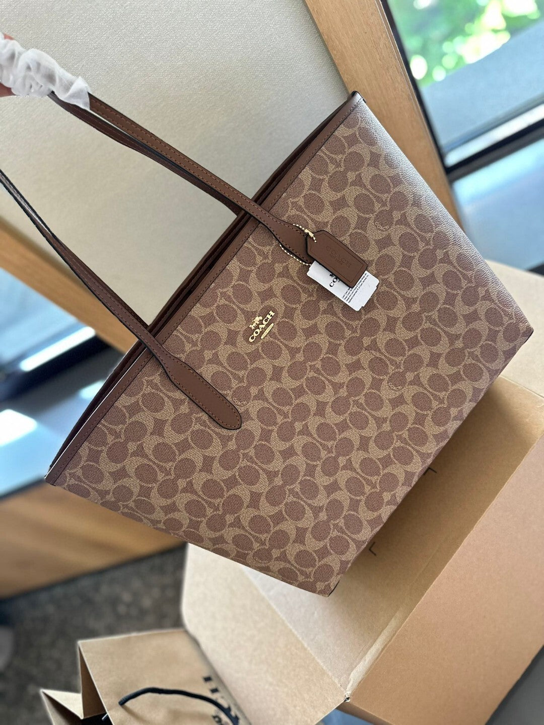 Bolsa Tote Feminina Coach – Monograma Marrom