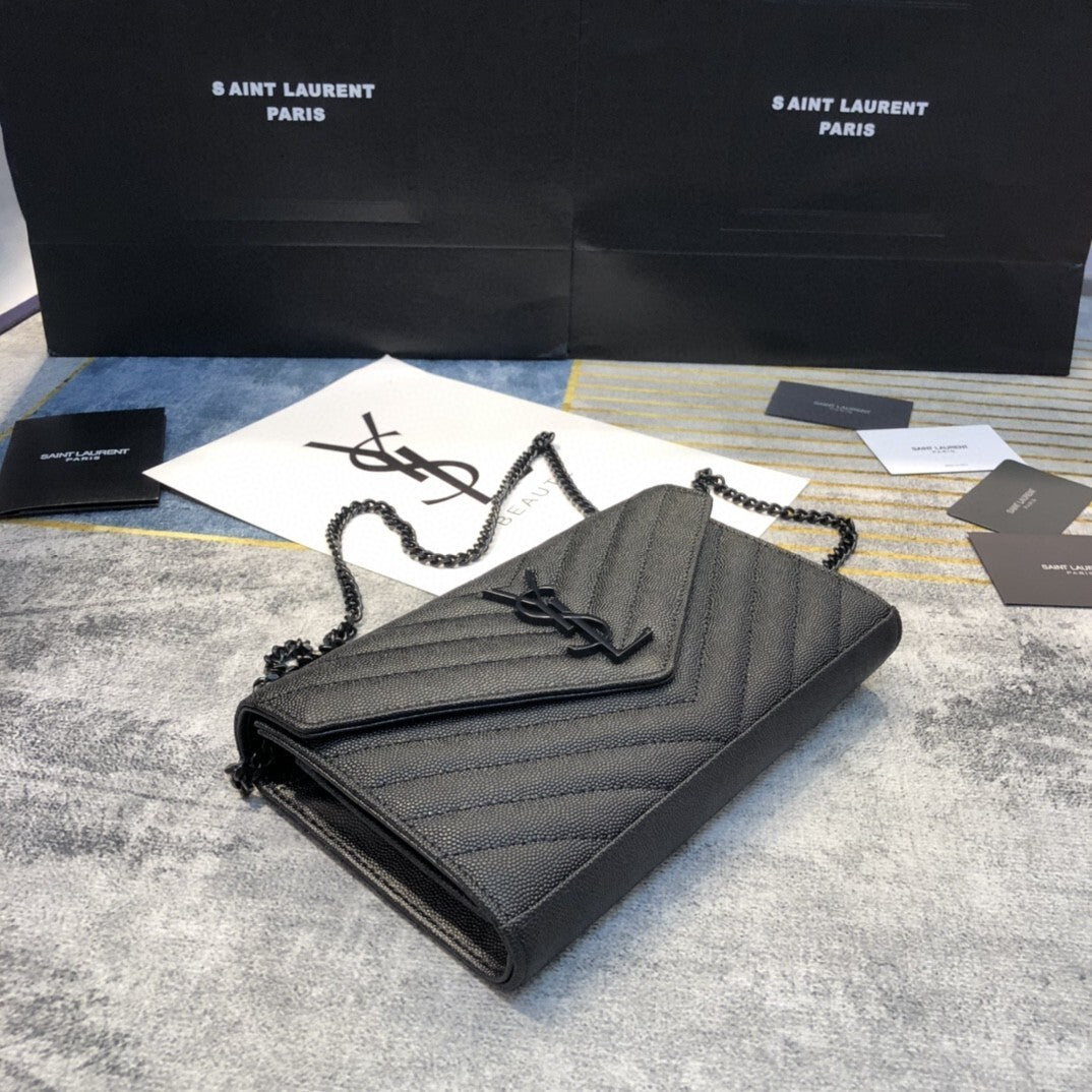 Bolsa Tiracolo Feminina Saint Laurent – Preta Total (All Black)