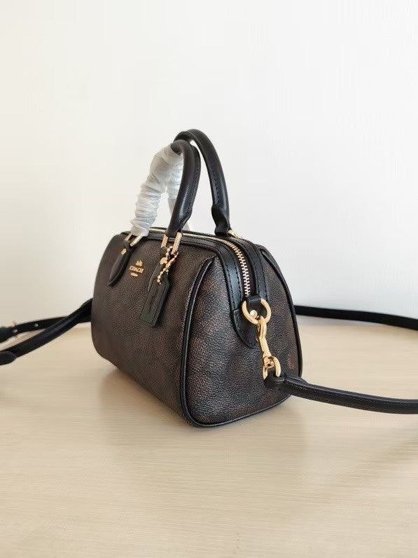 Bolsa Feminina Coach Mini Satchel – Marrom Monograma