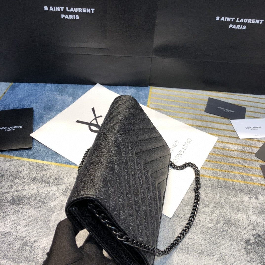 Bolsa Tiracolo Feminina Saint Laurent – Preta Total (All Black)